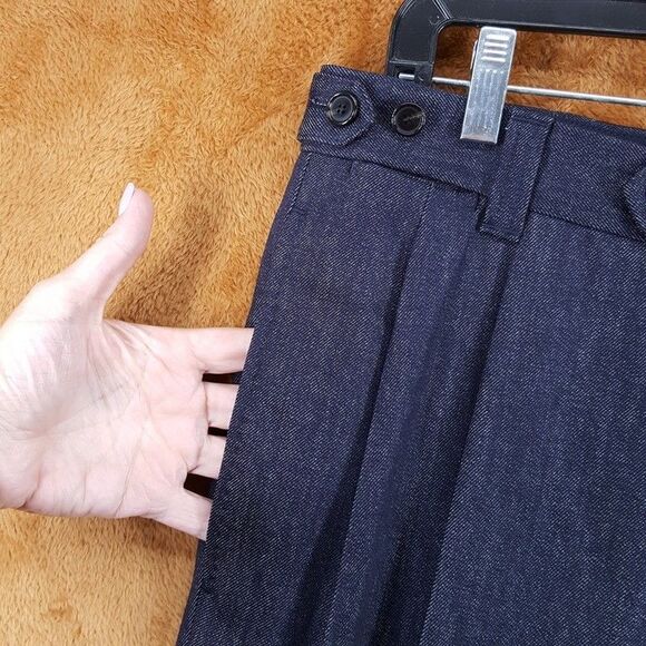 HUGO BOSS Pants Mens Size 32 Navy Relaxed Pleated Denim Effect Virgin Wool $645 - Picture 4 of 11